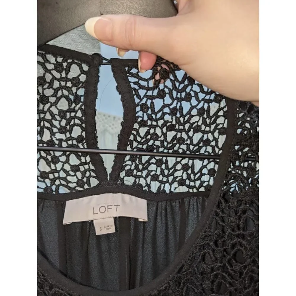 Loft Black Lace Detail Top